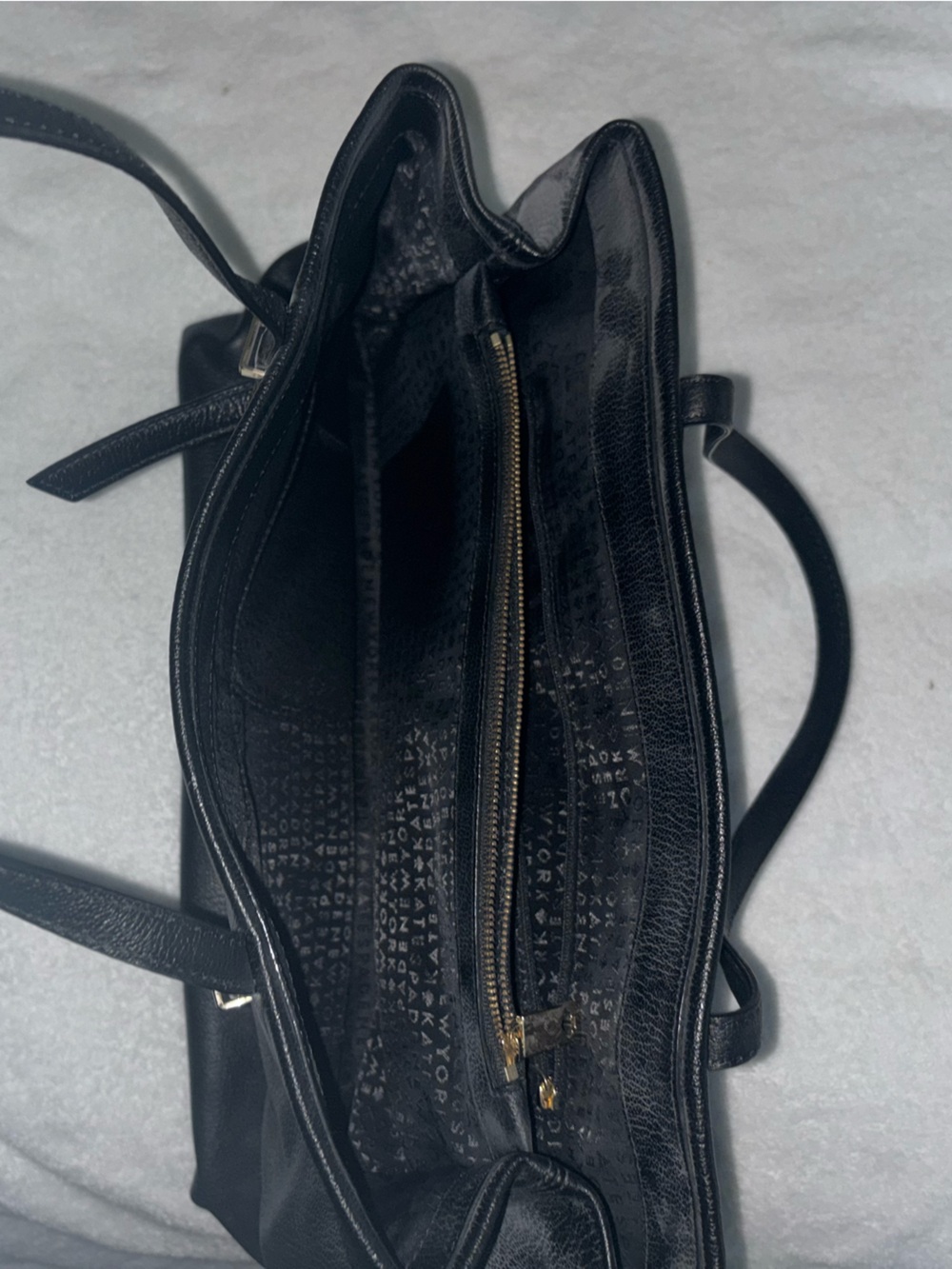 kate spade Black Leather Tote with Gold Hardware